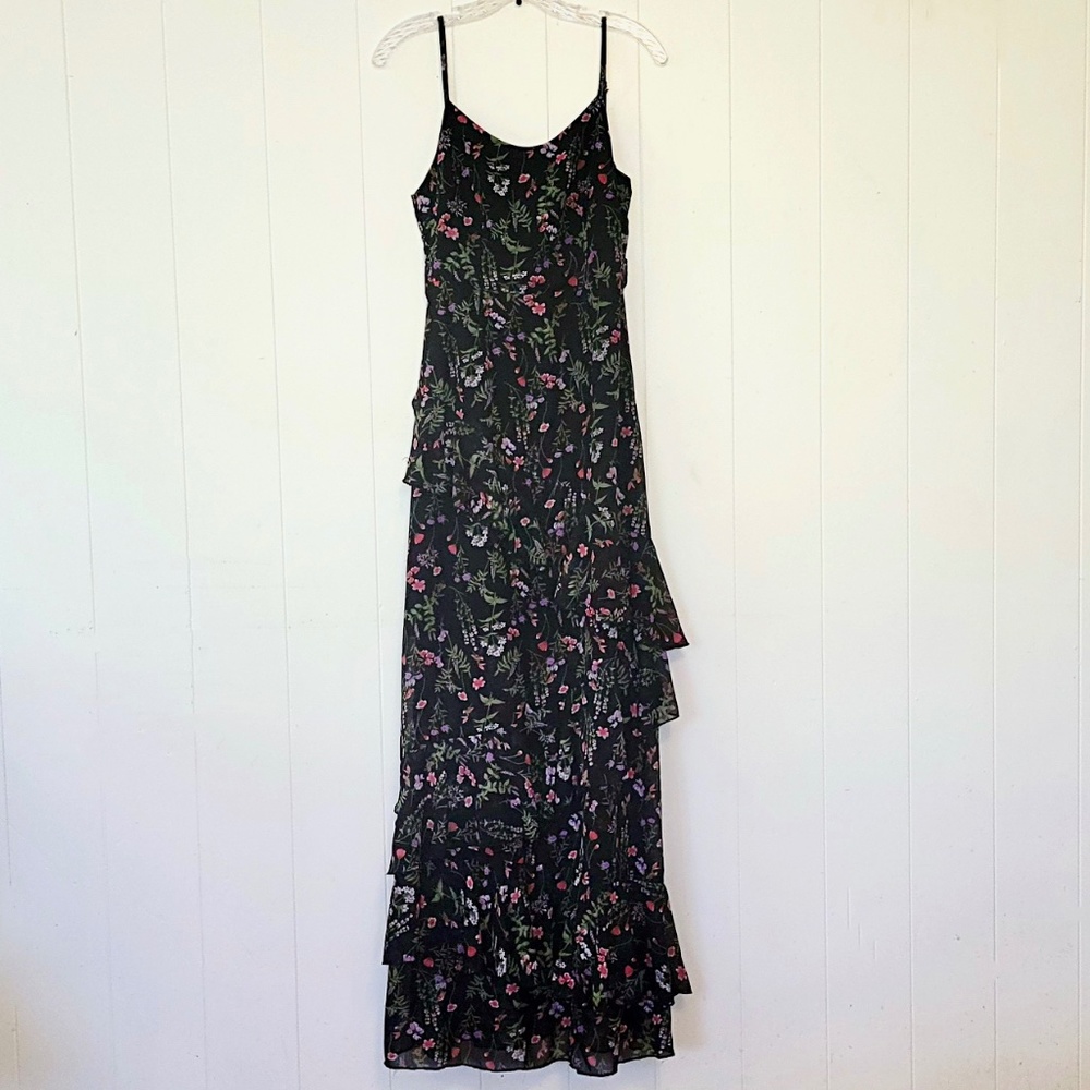 Nightwalker- The Delphine Floral Maxi Dress- Size S-Black-Floral